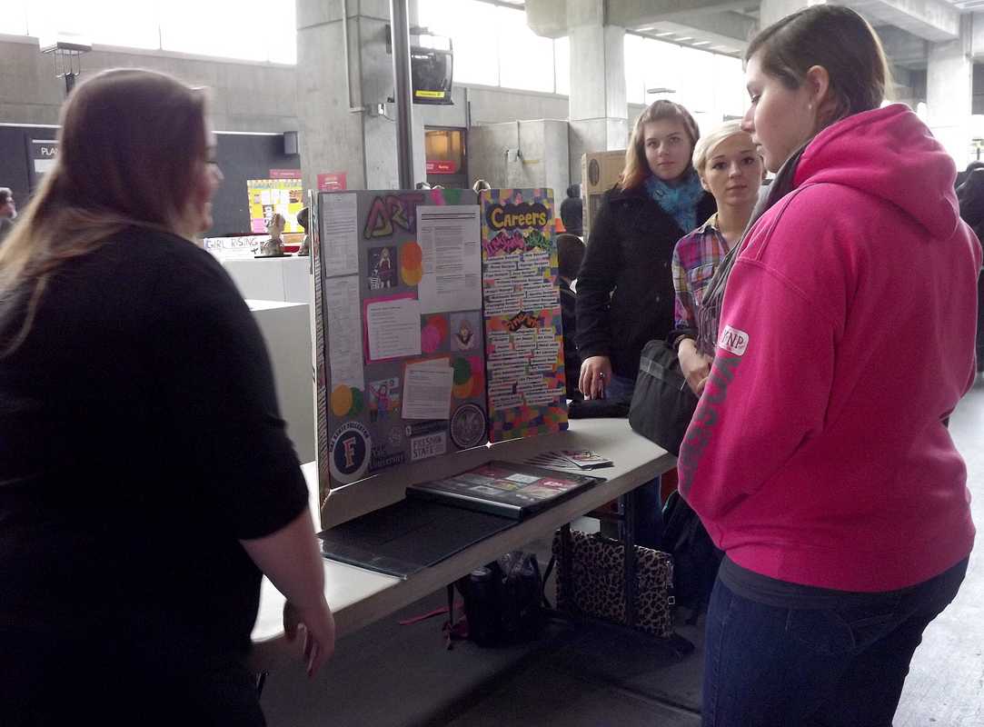 Students Rene DeAmaral, Ashley Sandoval, Kalee Kennedy and Chloe Cooper learn about careers in art.