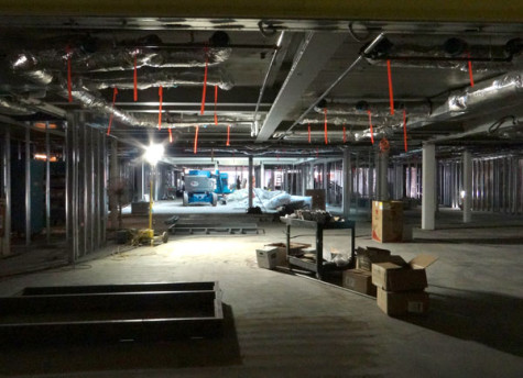 The third floor of the construction zone presents a work-in-progress view of the Student Resource Area.