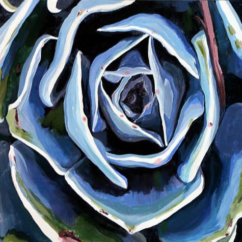 "Blue Echevaria" by Lorainne Mayo. Acrylic on canvas.