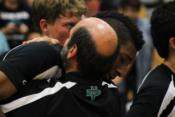 Panzella and Marcus Lee embrace each other after CIF NorCal Championship  loss.