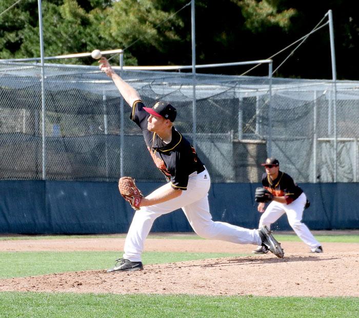 Mike Alexander pitched all nine innings, faced 34 batters and finished with five strikeouts in a win against Mendocino on March 12 with a final score 7-2.