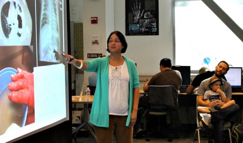 Experience • Chris Ruiz Flor Mounts, M.D. speak to students at the MESA center Oct. 9 as a part of the program’s speaker series.