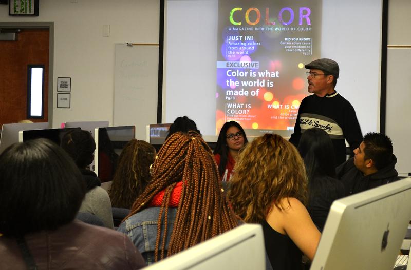 Graphics Instructor Curtis Corlew leads a workshop, detailing what students can learn from taking graphics classes, as well as what may come from enrolling in a community college.
