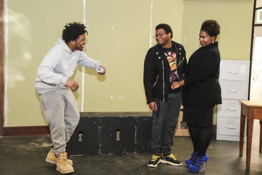 Jamel Patterson, Dee White and Devareay Williams rehearsing for LMC’s latest production “Radio Golf,” which is set to premiere Thursday, March 31 at the Little Theater.