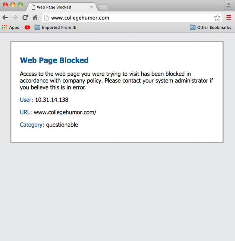 web page blocked fortinet