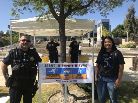 Officer Barbosa showing support alongside Esperanza Rojas for Active Shooter Awareness Week Sept. 11 at Los Medanos College.