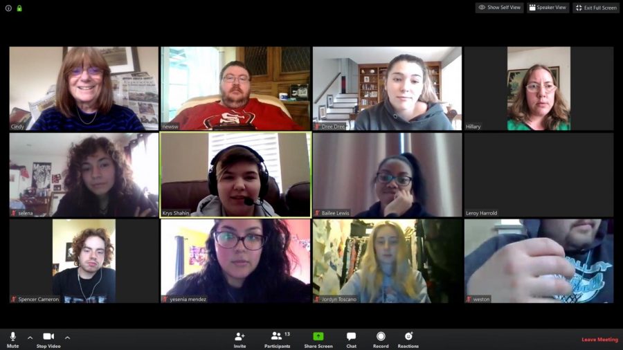 The Los Medanos College Experience news staff on Zoom call.