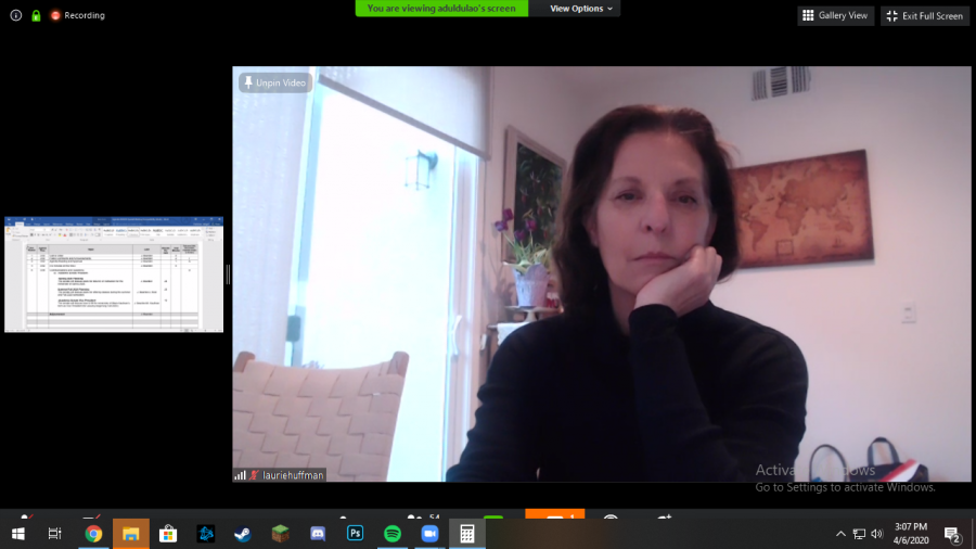 Laurie Huffman in a Zoom call.