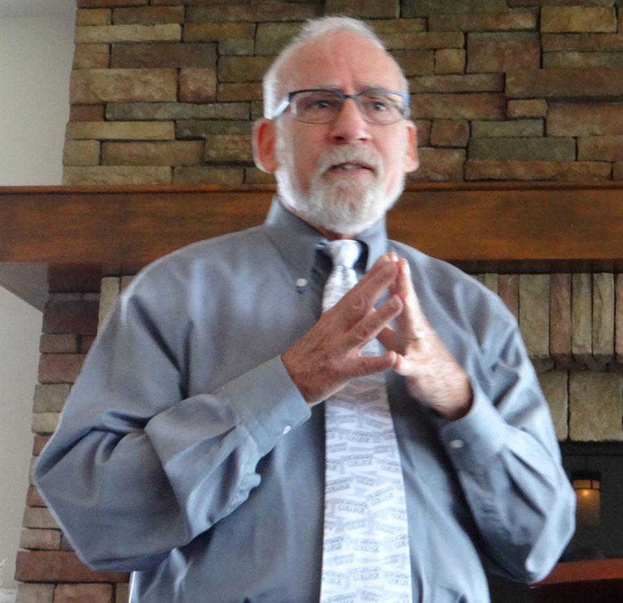 Richard Livingston addresses attendees at his retirement luncheon, May 5, 2013.