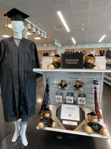 A graduation display inside the student bookstore.