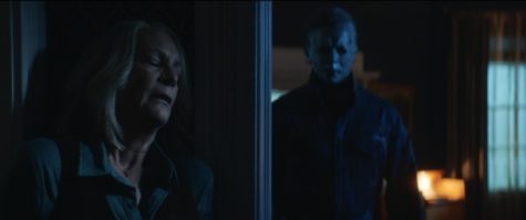 Laurie (played by Jamie Lee Curtis) hides my Michael Myers and his killing intent
