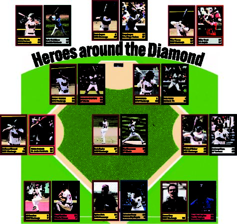 Graphic of the baseball team alongside their chosen MLB legend
