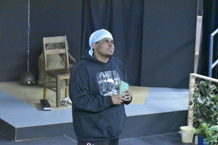 Aqeel Torres rehearses his lines for the upcoming play.
