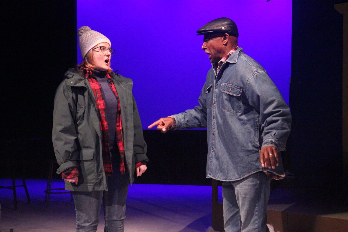 Jayden Hawkins and emby play a married couple arguing in Almost, Maine.