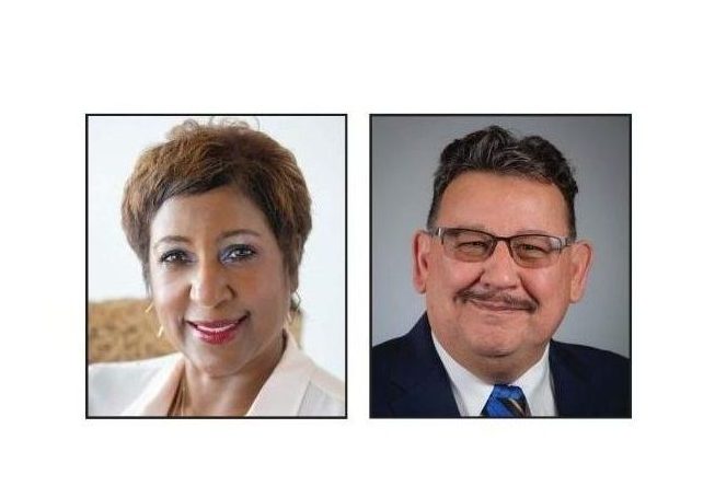 College board: Ward 5 candidates, Debra Vinson (left) and Fernando Sandoval (right).