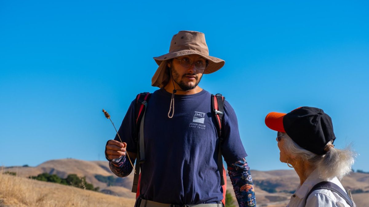 Faculty Ricardo Black leading the hike at Fernandez Ranch, Sept. 28.