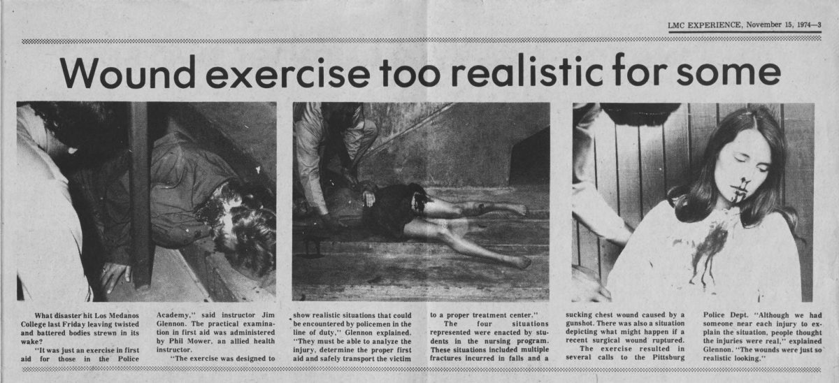 From the Experience archives
A cutout of the Nov. 15, 1974 issue of the Experience showing the realistic portrayals of serious injuries, sparking concern across the community. 