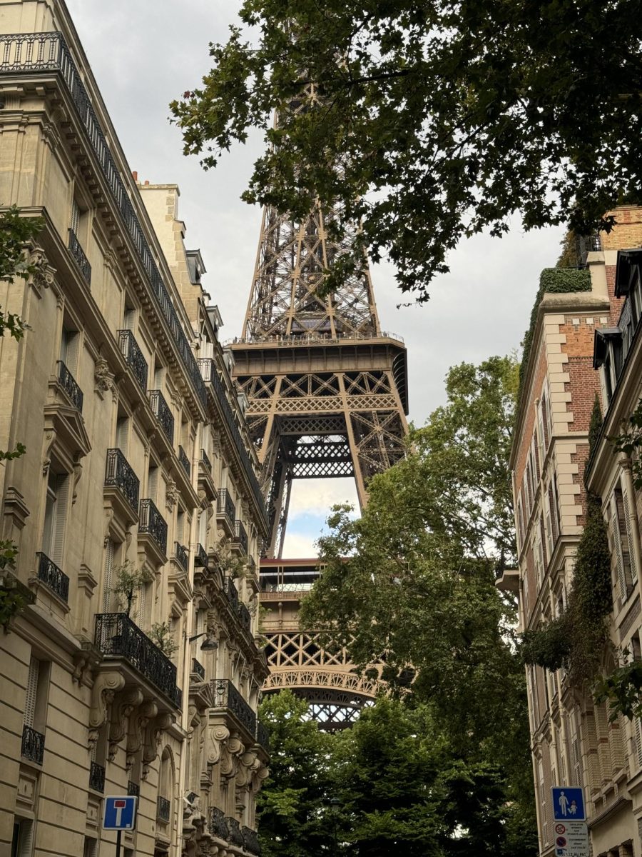 View of the Eiffel Tower in Paris, France.