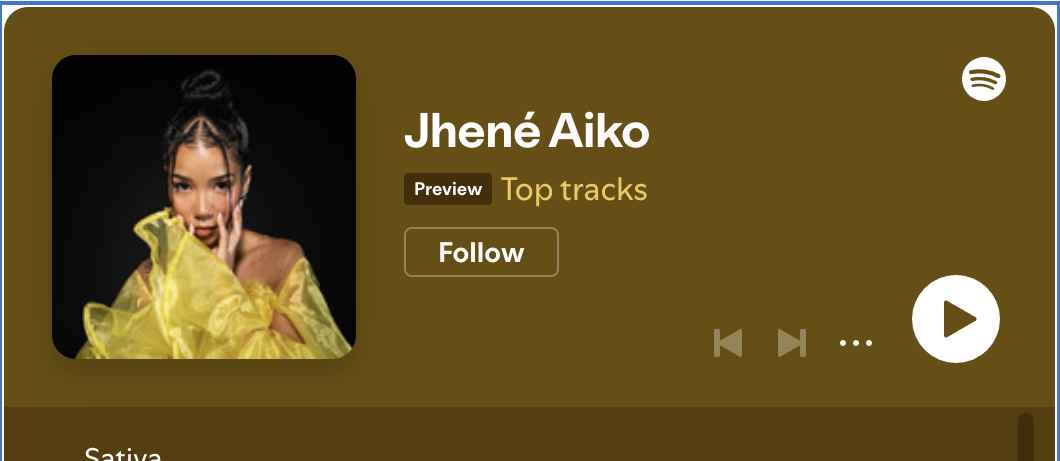 Taken from Spotify Preview