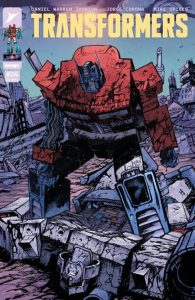Cover art for Transformers (2023) #24. Art by Daniel Warren Johnson and Mike Spicer, courtesy of Image Comics.