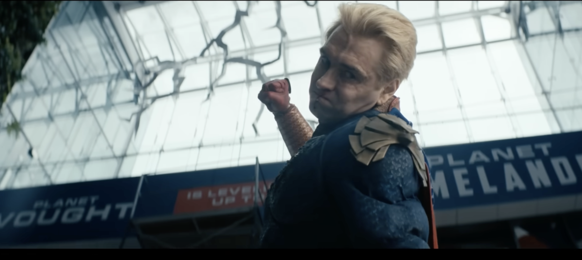 Homelander, played by Anthony Starr, gets ready to punch. Screenshot from Prime Video YouTube Channel.