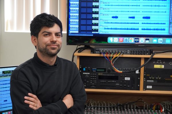 Adjunct LMC instructor Christian Escobar in the LMC MIDI Lab